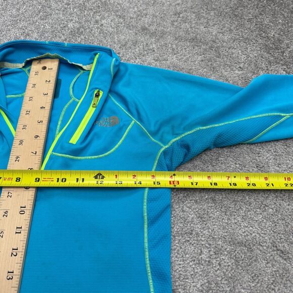 The North Face FlashDry 1/4 Zip Pullover Jacket Womens Small Blue Neon Green - Picture 15 of 16